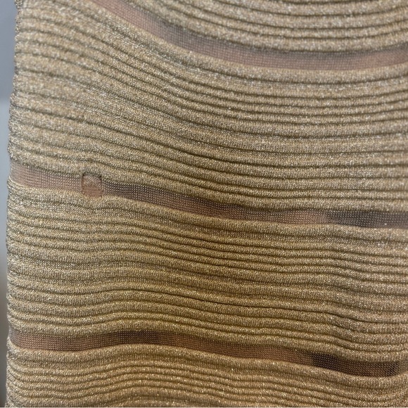 Herve Leger Bandage Metallic Striped Trumpet Gown Gold - Picture 10 of 12